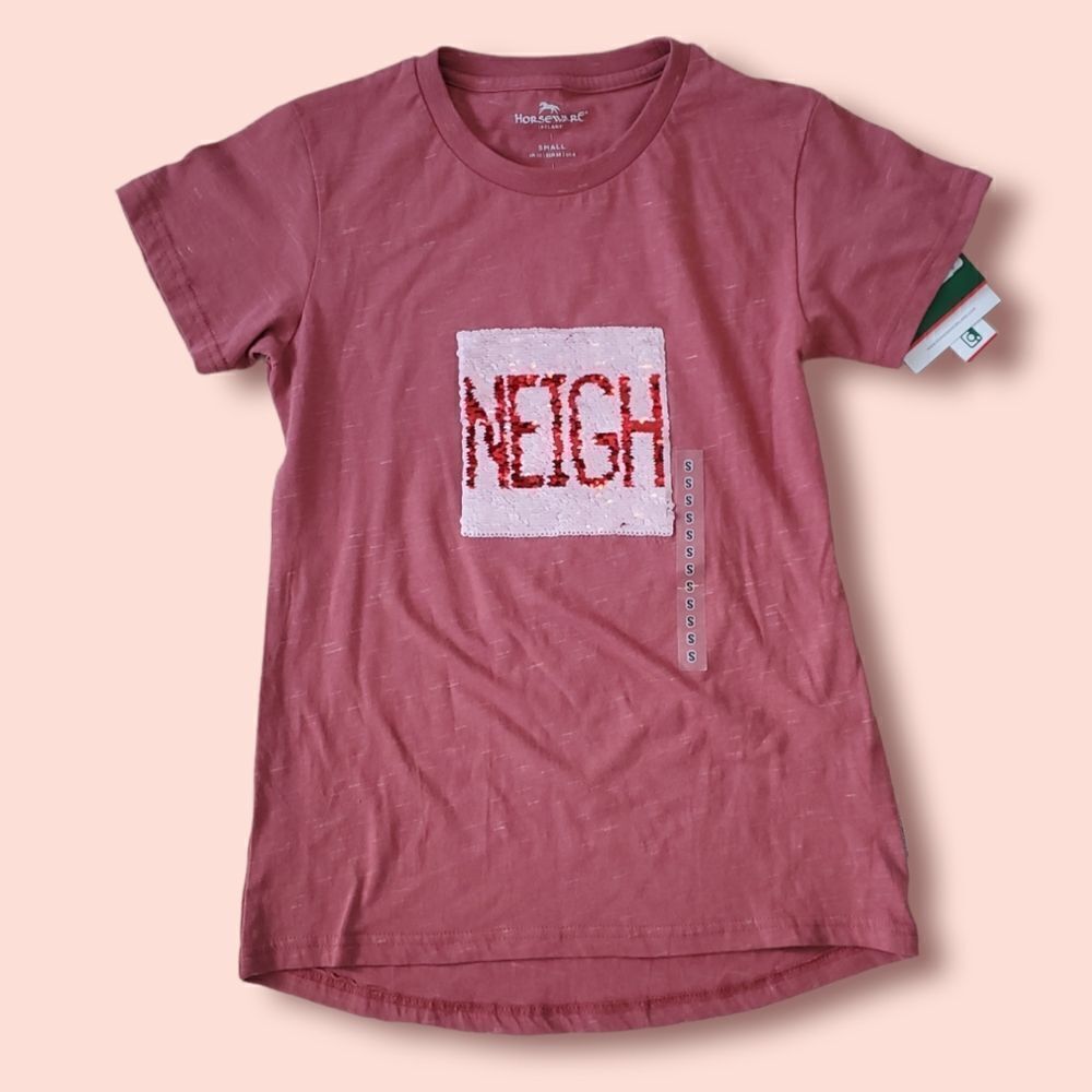 𝅺NWT Horseware Neigh‎ / Yay Changing Message Graphic Tee Size S